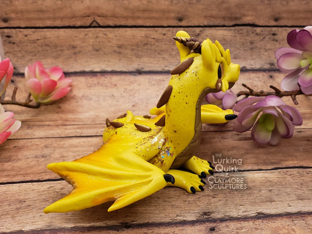 Large Yellow Polymer Clay Dragon