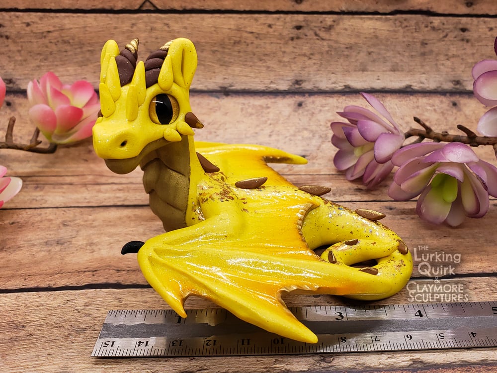 Large Yellow Polymer Clay Dragon