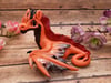 Large Orange Polymer Clay Dragon