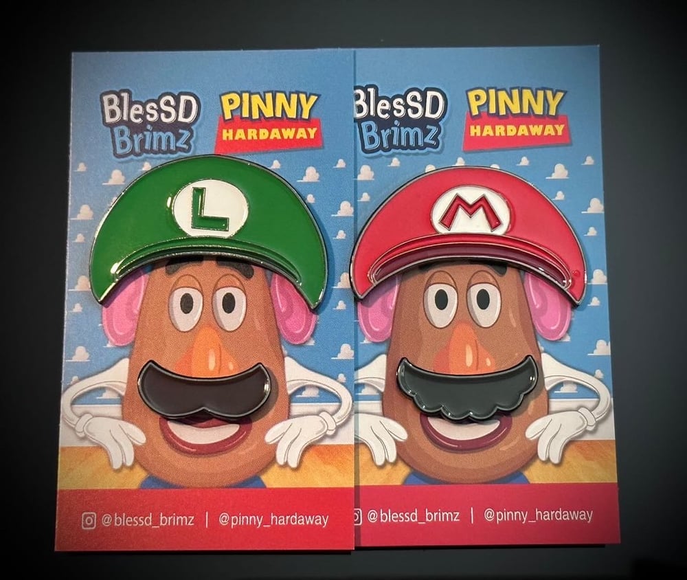 Image of Super Mario Bros. Hat and Mustache pins