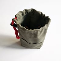 Image 3 of NEW! Canvas Drawstring Pouch Bag for Tools, Pencils & Pens, Phone. Upcycled fabric. Dusty Green 004 
