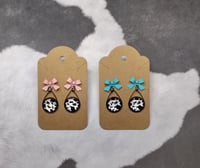 Cutesy Cow Bow Druzzy Dangles