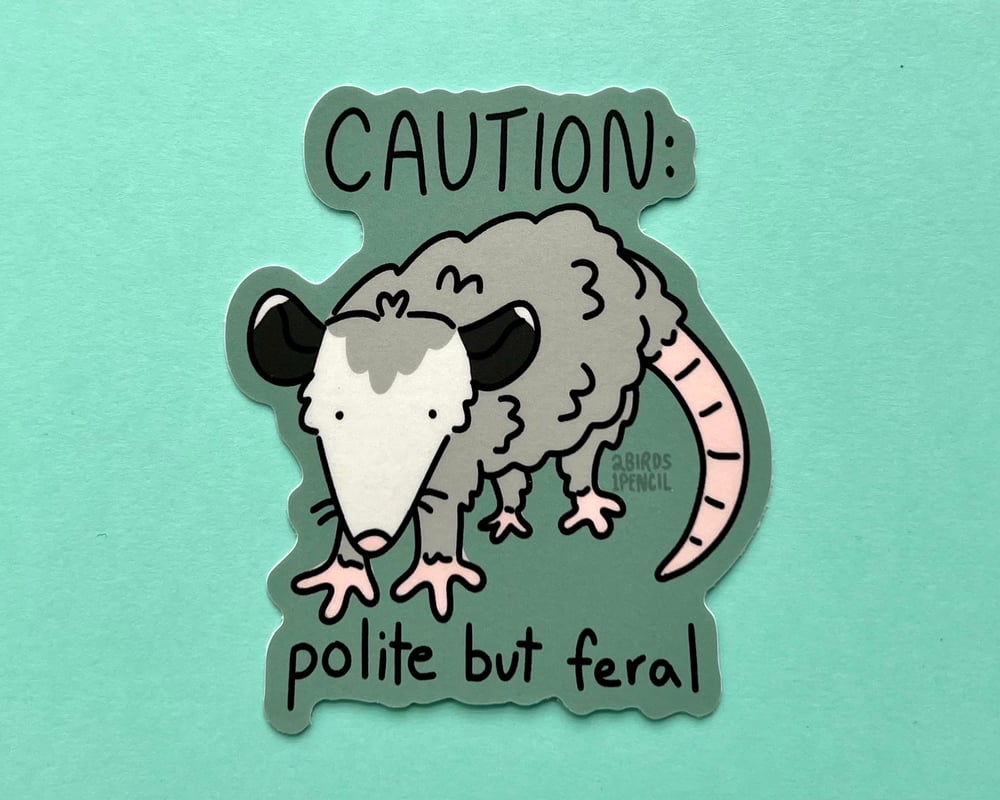 Image of Polite but feral possum vinyl sticker