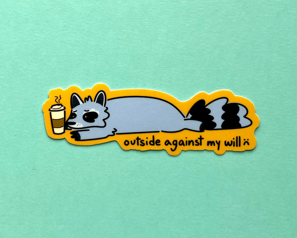 Image of Homebody raccoon vinyl sticker