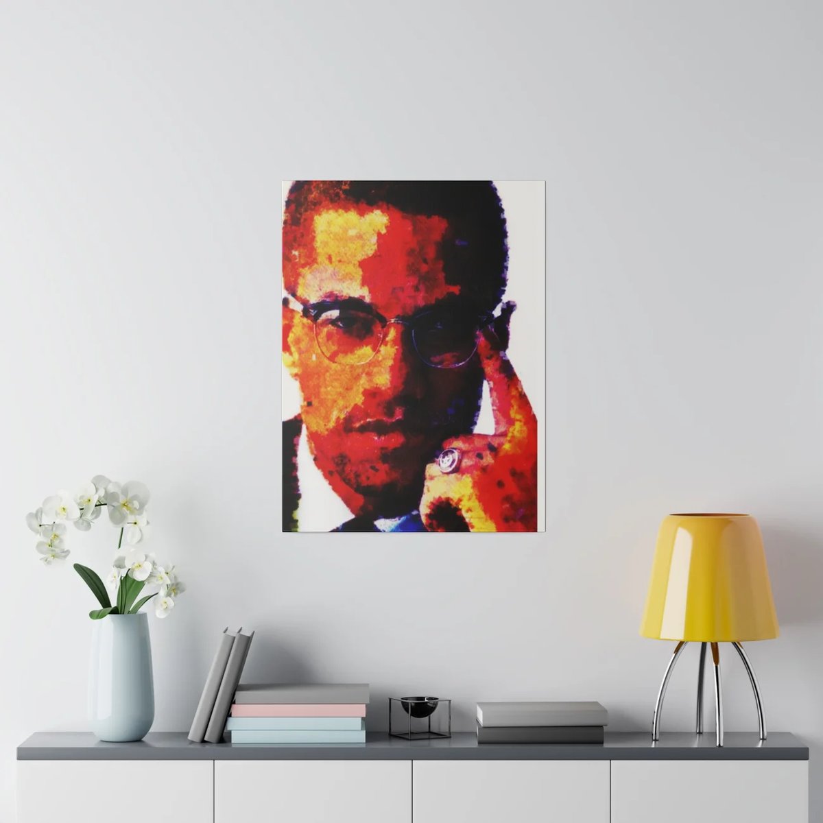 MALCOLM X FRAMED CANVAS ART 18" X 24"