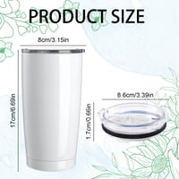 Image 2 of 20 oz Sublimation Blank Tumblers Insulated Cup Stainless Steel Vacuum Flasks with Lid and Straw Ther