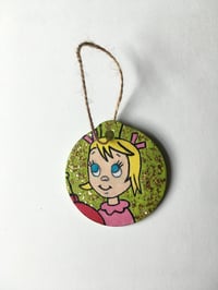 Image 1 of The Grinch Cindy Lou Who hand painted wooden Christmas ornament