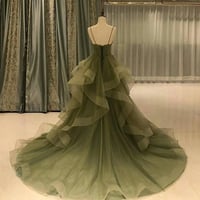 Image 2 of Green Tulle Formal Gown Prom Party Dress, Layers Long Evening Gown