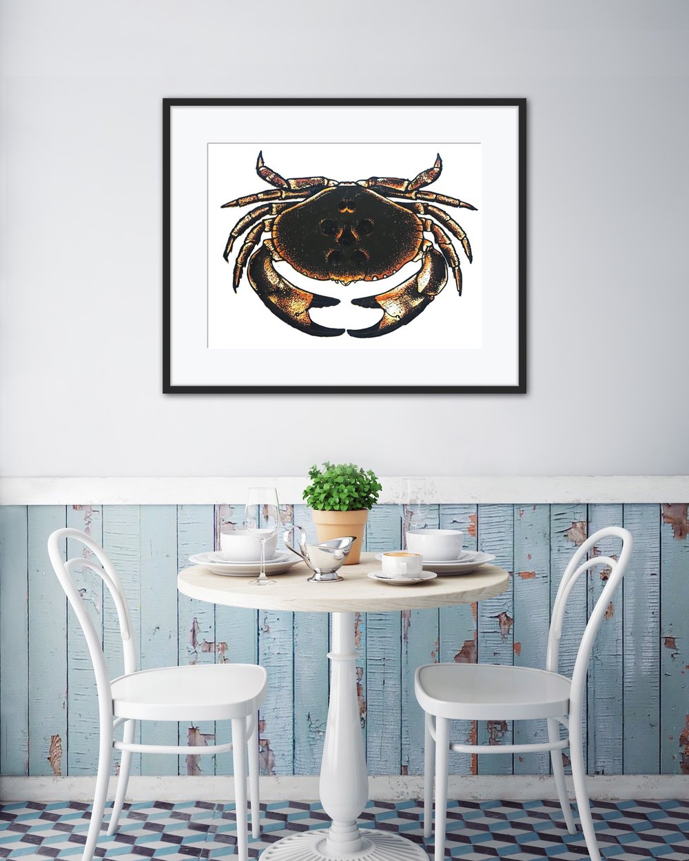 Crab linocut print - 8 colours 