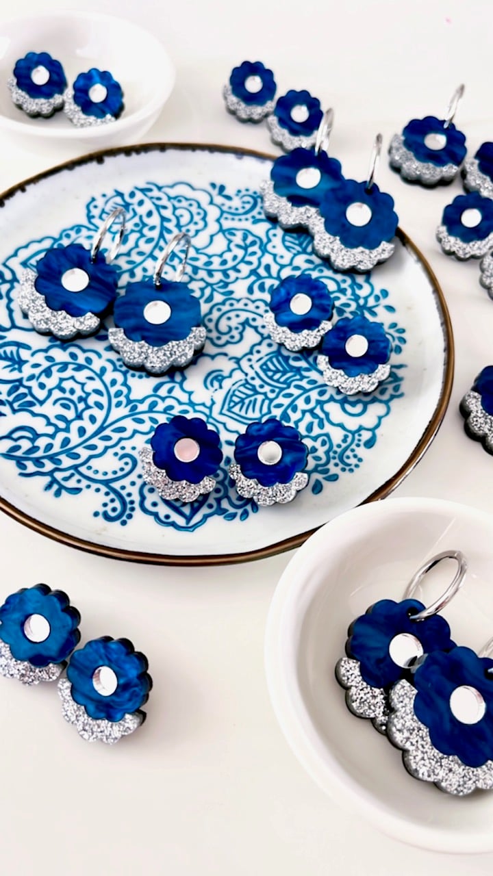 Image of Blue Blossom Studs and Hoop Dangles