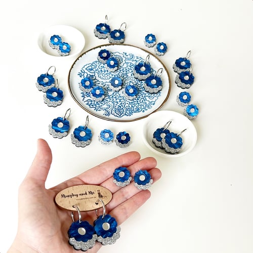 Image of Blue Blossom Studs and Hoop Dangles