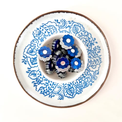 Image of Blue Blossom Studs and Hoop Dangles