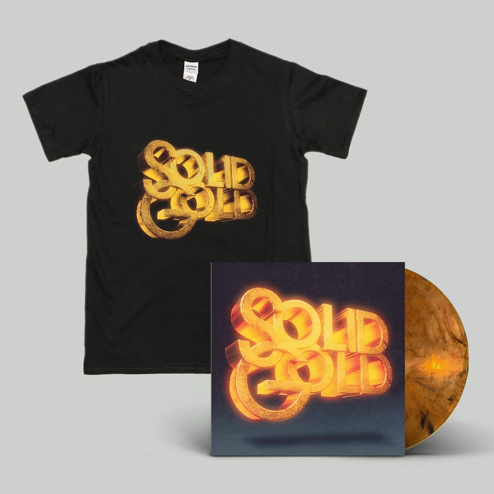 Image of 'Solid Gold' Vinyl (gold marble) + T-shirt 