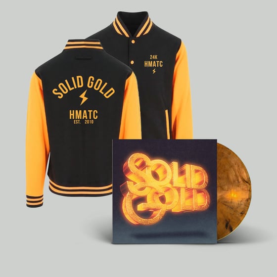 Image of 'Solid Gold'  Vinyl (gold marble) + Baseball Jacket 