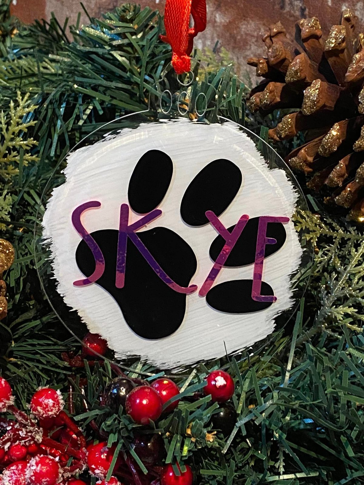 Image of Personalised Paw Print Bauble