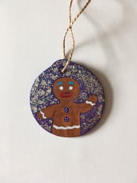 Image 2 of Shrek Gingy hand painted glittery wooden ornament.