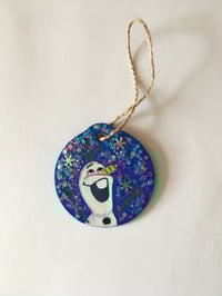 Image 1 of Olaf hand painted wooden ornament
