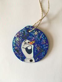 Image 2 of Olaf hand painted wooden ornament