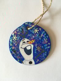 Image 3 of Olaf hand painted wooden ornament