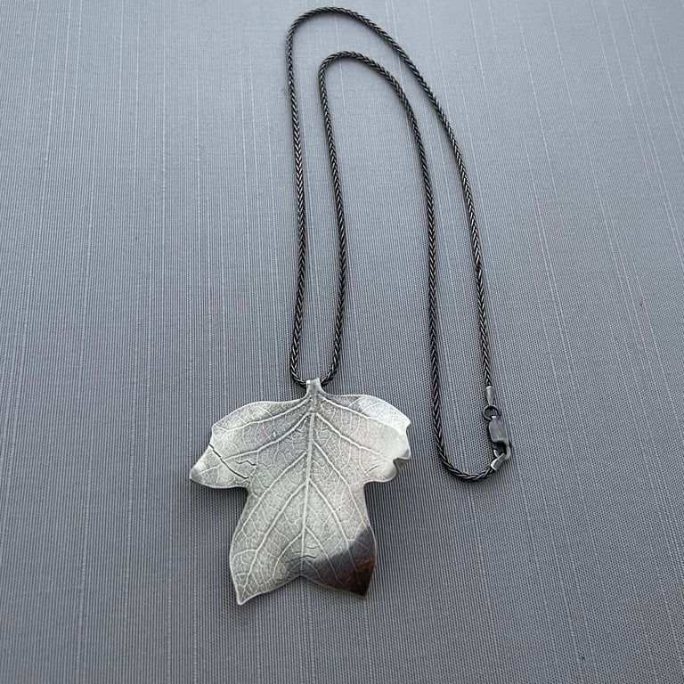 Sterling Silver Tulip Tree Leaf Necklace Image 3