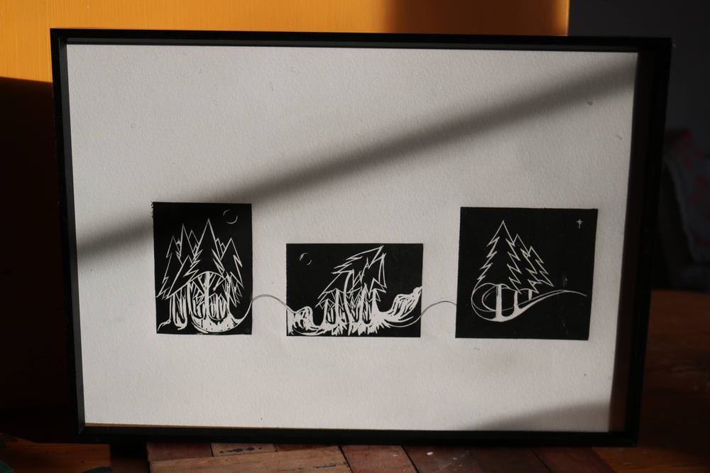 Image of Trio of Trees - hand printed