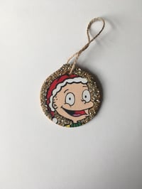 Image 1 of Rugrats Tommy Pickles Santa inspired hand painted wooden Christmas ornament