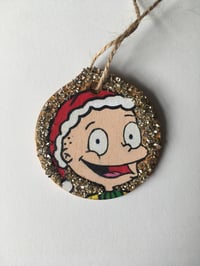 Image 3 of Rugrats Tommy Pickles Santa inspired hand painted wooden Christmas ornament