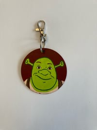 Image 1 of Shrek hand painted wooden keychain