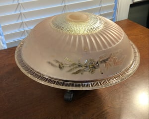 Image of Circa 1940's frosted pink ceiling light shade