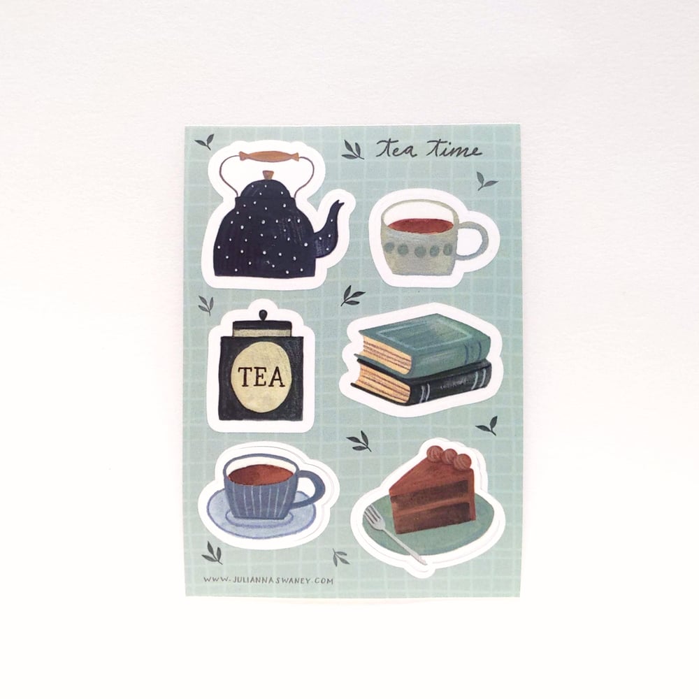 Artwork by Julianna Swaney — Tea Time Sticker Sheet