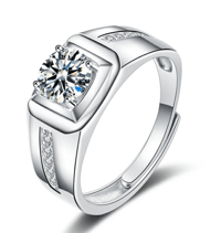 Hengli Jewelry S925 Sterling Silver, Diamond Moissanite Wedding Ring