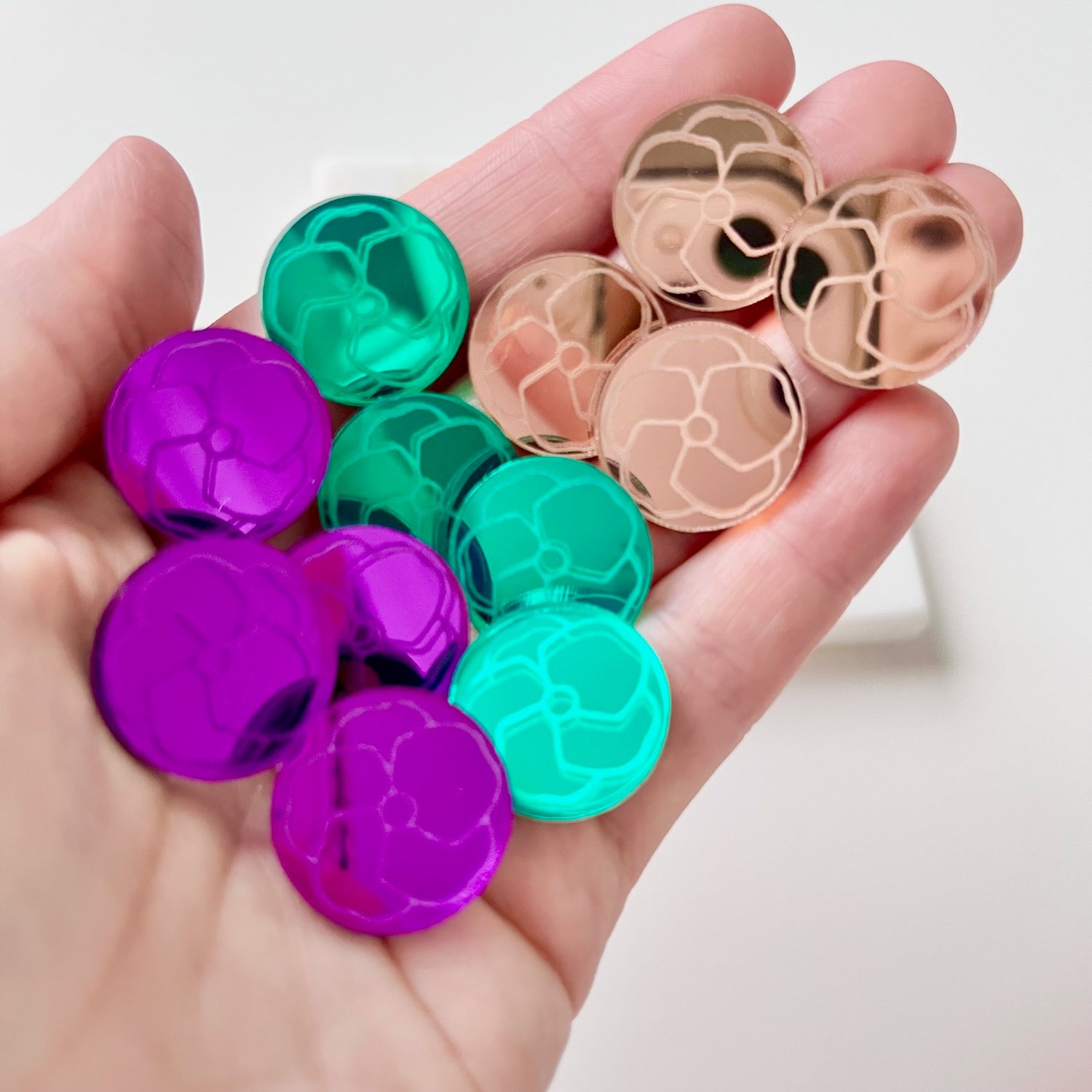 Image of Etched Flower Mirror Studs