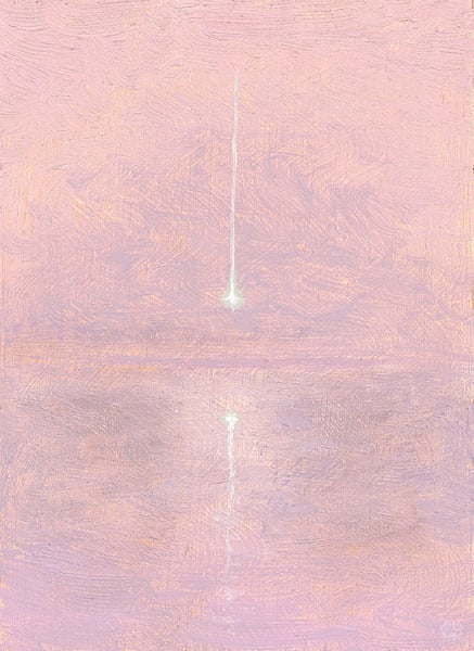 Image of Fireball meteor falling into the ocean at sunrise on the first of the first II