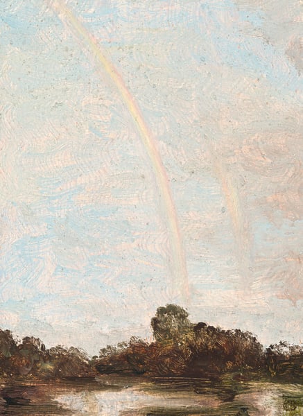 Image of Double rainbow over the lake