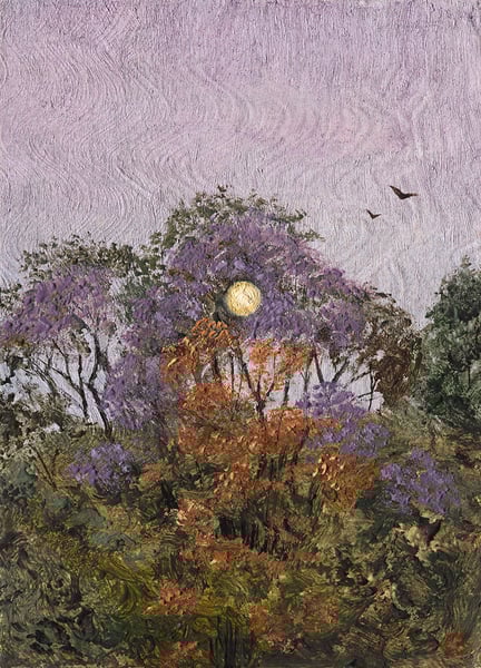 Image of The moon through the trees from my childhood bedroom window I & II