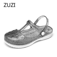 Minmclas Women Clogs Jelly Sandals Home Non-slip Summer Hole Shoes Female Flat Slippers Plastic Fema