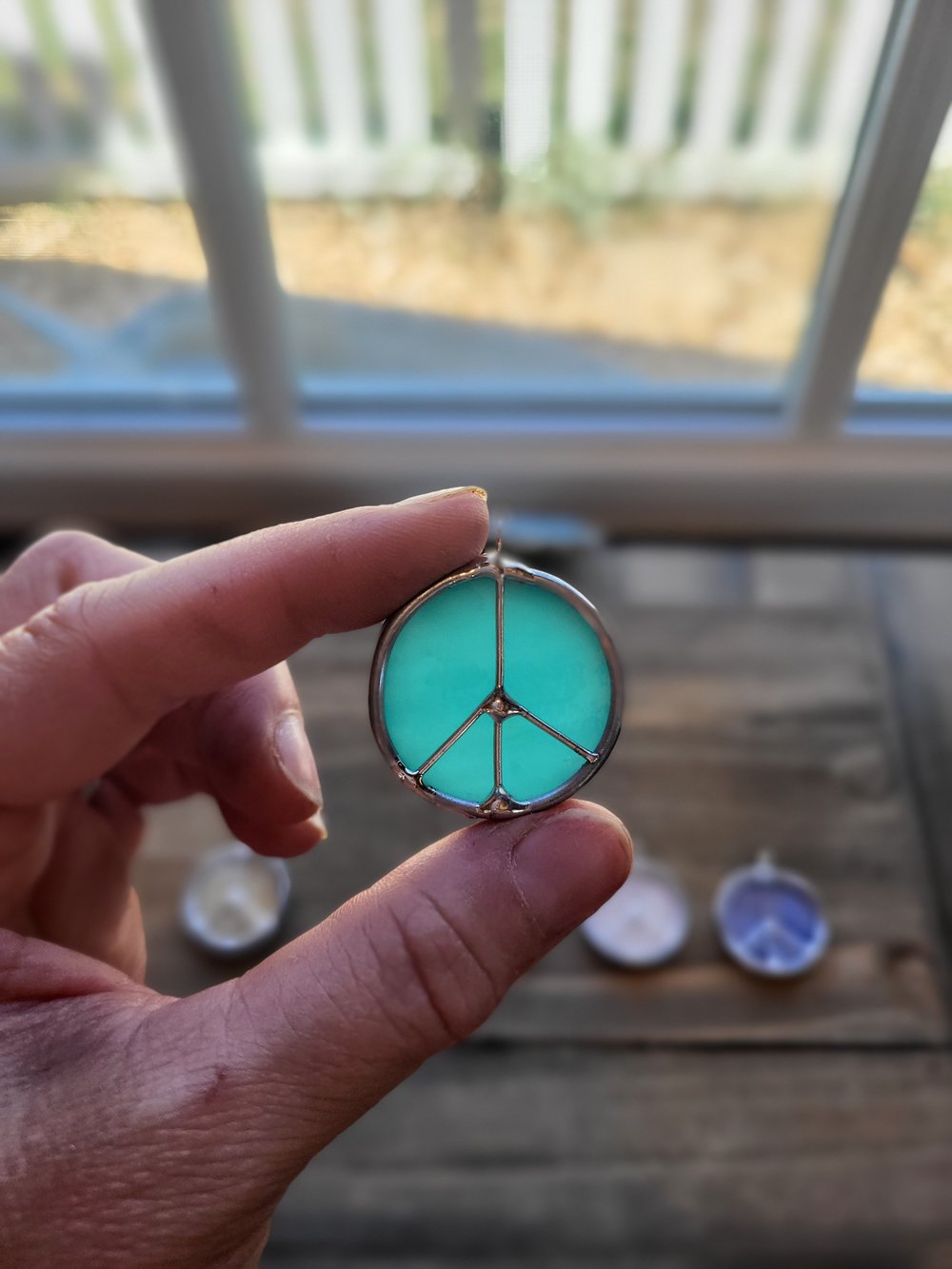 Image of Mini peace sign - stained glass