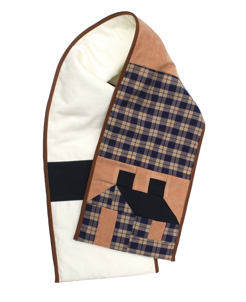 Image of Quilted Patchwork Scarf Caramel Check