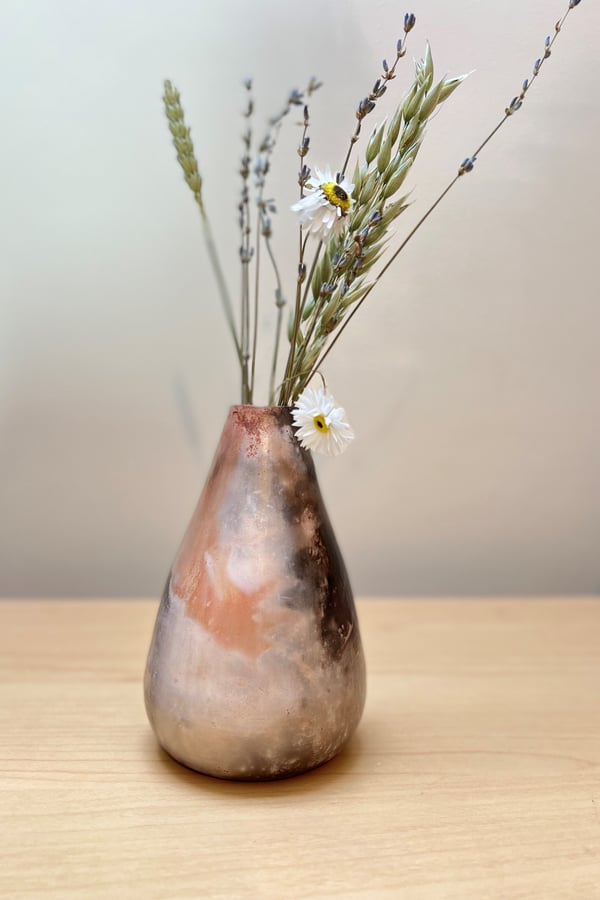Image of Smoke Fired Bud Vase - medium tear