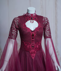 Image 3 of Burgundy elven wedding dress fantasy