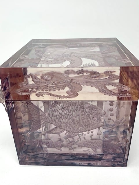 Image of Lucite Cube Box- Under The Sea
