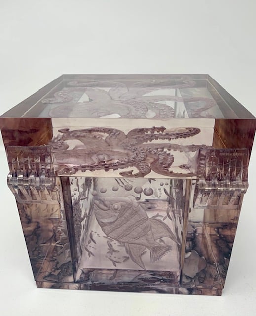 Image of Lucite Cube Box- Under The Sea