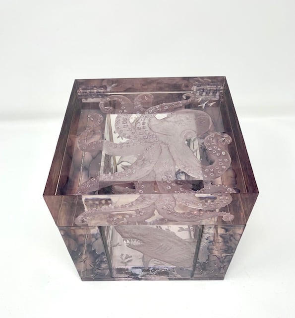 Image of Lucite Cube Box- Under The Sea