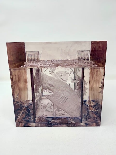 Image of Lucite Cube Box- Under The Sea