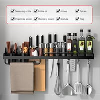 Wall-mounted Kitchen Rack Multipurpose Aluminum Shelves Storage Organizer Spices Rack Chopsticks 