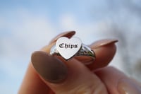 Image 1 of Love Heart Signet Ring - Silver