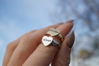 Image 3 of Love Heart Signet Ring - Gold Plated