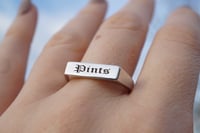 Image 1 of Rhodium Plated Sterling Silver Rectangle Signet Ring