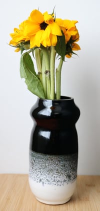 Image 2 of black & white speckled vase, large