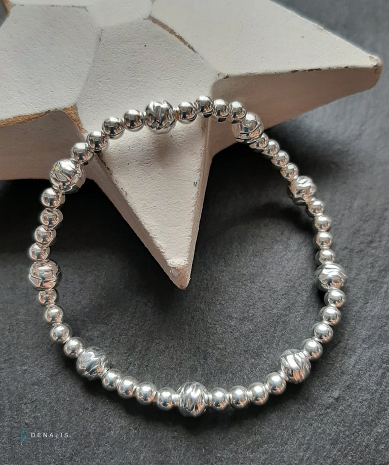 Anaïs sterling silver hammered bead bracelets Image 3